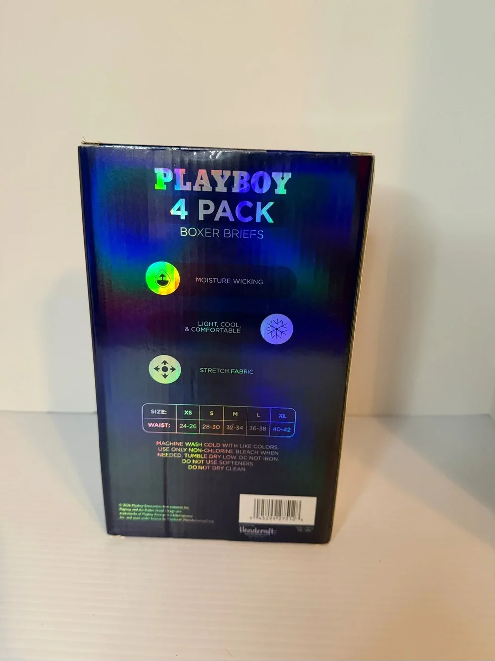 Playboy Men's Performance Moisture Wicking Stretch Boxer Briefs 4-Pack Large New